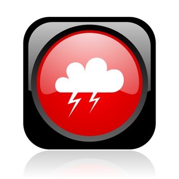 weather forecast black and red square web glossy icon