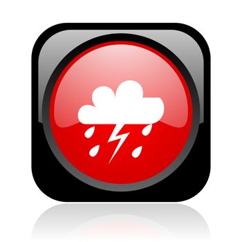 weather forecast black and red square web glossy icon