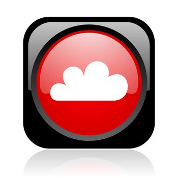 weather forecast black and red square web glossy icon