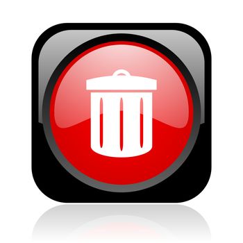recycle black and red square web glossy icon