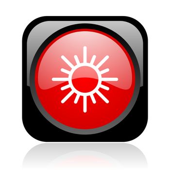 sun black and red square web glossy icon