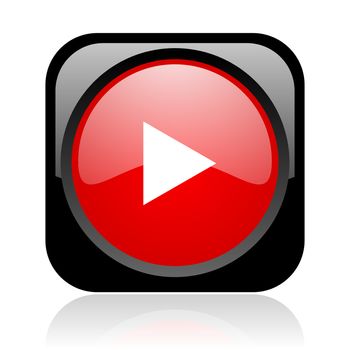play black and red square web glossy icon