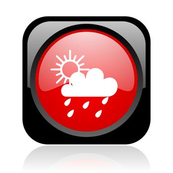 weather forecast black and red square web glossy icon