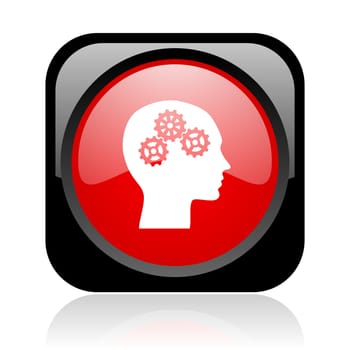 head black and red square web glossy icon