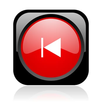 prev black and red square web glossy icon