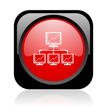 network black and red square web glossy icon