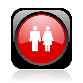 couple black and red square web glossy icon