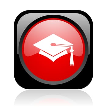graduation black and red square web glossy icon
