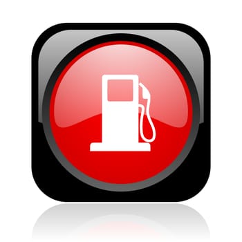 fuel black and red square web glossy icon