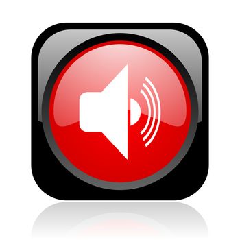 volume black and red square web glossy icon