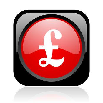 pound black and red square web glossy icon