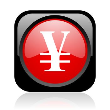yen black and red square web glossy icon