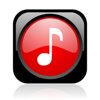 music black and red square web glossy icon