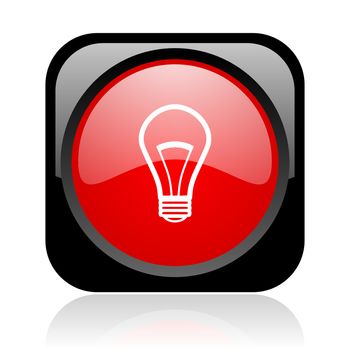 light bulb black and red square web glossy icon