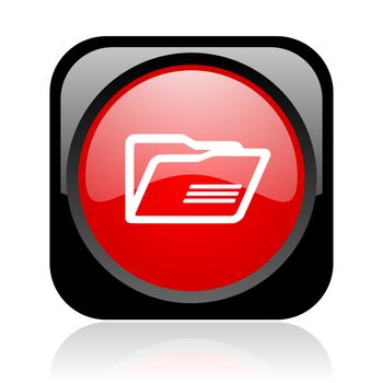 folder black and red square web glossy icon