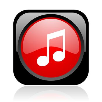 music black and red square web glossy icon