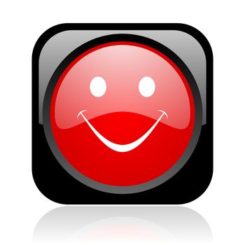 smile black and red square web glossy icon