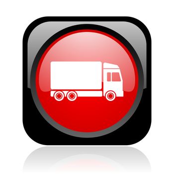 delivery black and red square web glossy icon
