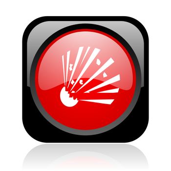 bomb black and red square web glossy icon