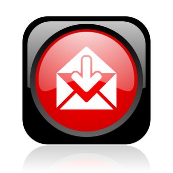 mail black and red square web glossy icon