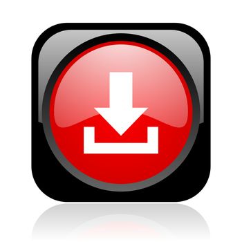 download black and red square web glossy icon