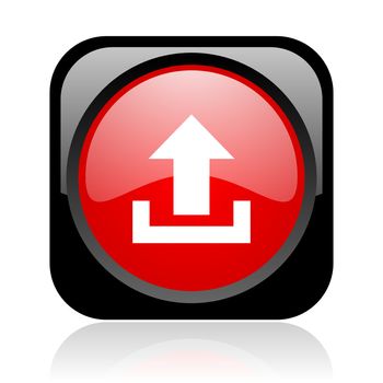 upload black and red square web glossy icon
