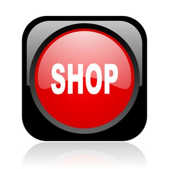 shop black and red square web glossy icon