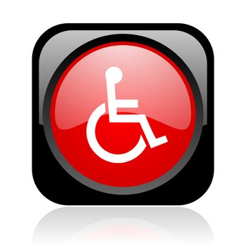 accessibility black and red square web glossy icon