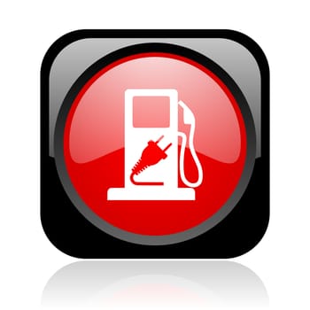 fuel black and red square web glossy icon