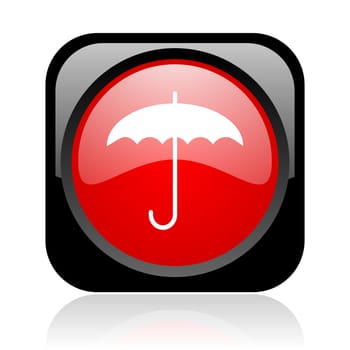 umbrella black and red square web glossy icon
