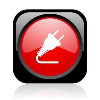 plug black and red square web glossy icon