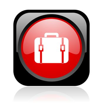 baggage black and red square web glossy icon