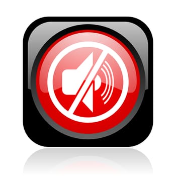 mute black and red square web glossy icon