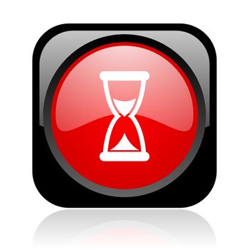 time black and red square web glossy icon