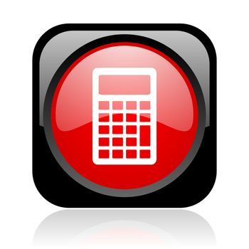 calculator black and red square web glossy icon