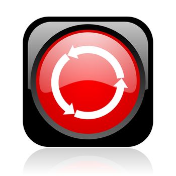 refresh black and red square web glossy icon