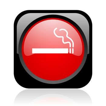 smoking black and red square web glossy icon