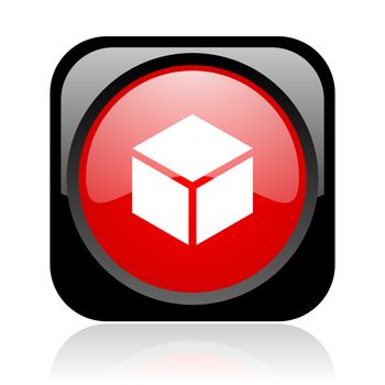 box black and red square web glossy icon