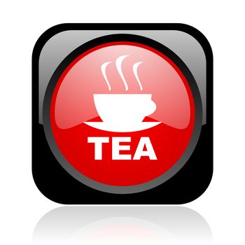tea black and red square web glossy icon