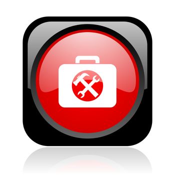 toolkit black and red square web glossy icon