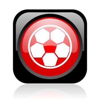 soccer black and red square web glossy icon