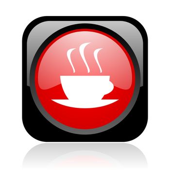 coffee black and red square web glossy icon