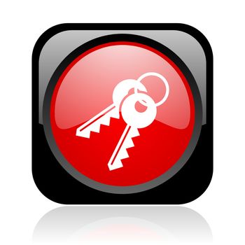 keys black and red square web glossy icon