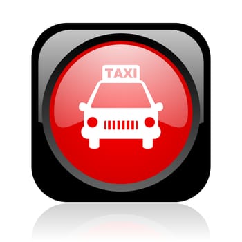 taxi black and red square web glossy icon