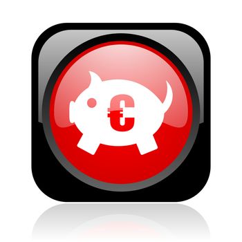 piggy bank black and red square web glossy icon