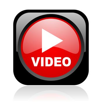 video black and red square web glossy icon