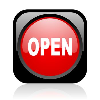 open black and red square web glossy icon