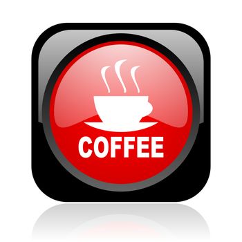 coffee black and red square web glossy icon