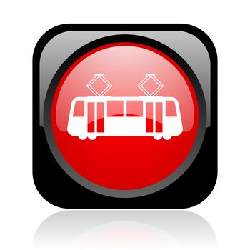 tram black and red square web glossy icon