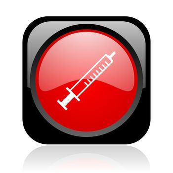 syringe black and red square web glossy icon